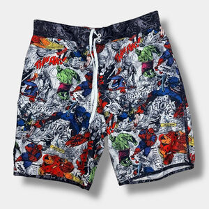 Marvel Comics Swim Trunks Mens Large Hulk Spider-Man Iron Man Board Shorts
